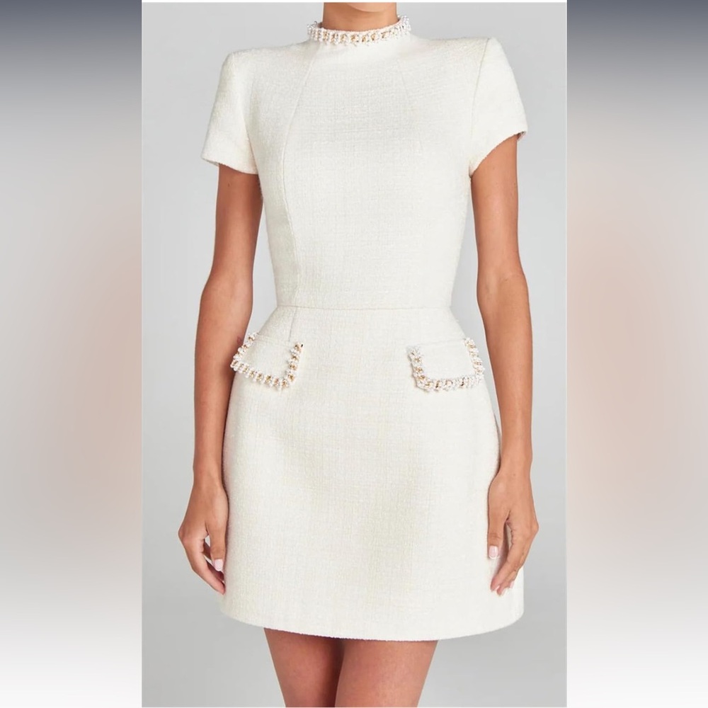 Recious Womens Sexy Short SleeveO Neck Pearls Business PartyClubwear Mini Dress